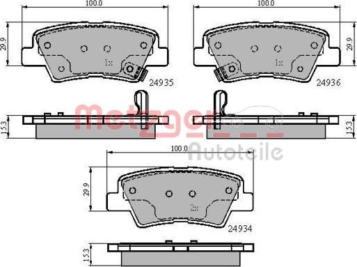 Metzger 1170863 - Комплект спирачно феродо, дискови спирачки vvparts.bg