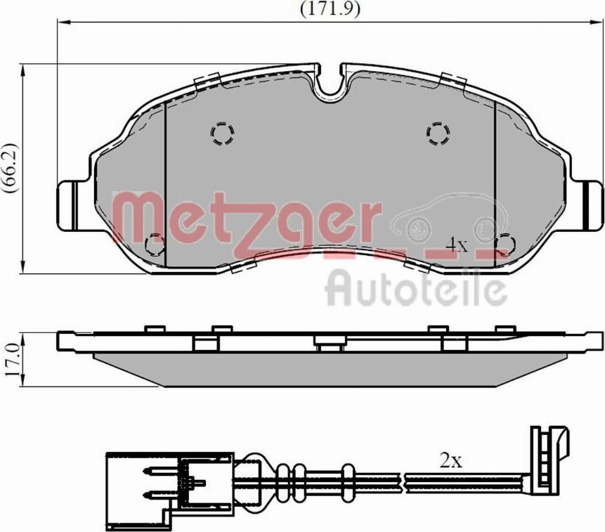Metzger 1170814 - Комплект спирачно феродо, дискови спирачки vvparts.bg