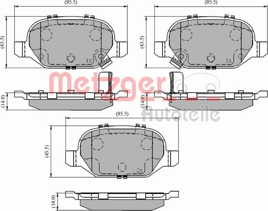 Metzger 1170818 - Комплект спирачно феродо, дискови спирачки vvparts.bg