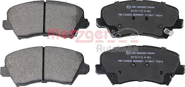 Metzger 1170817 - Комплект спирачно феродо, дискови спирачки vvparts.bg
