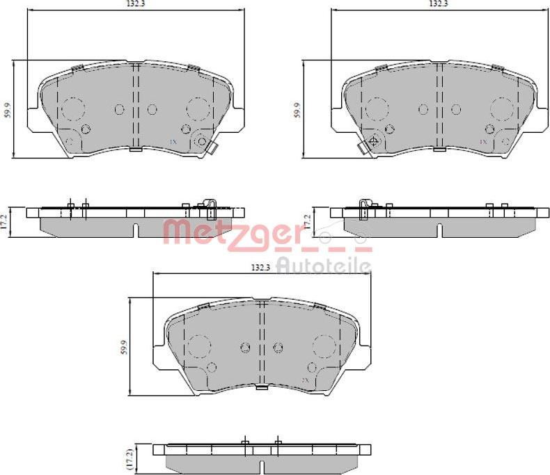 Metzger 1170817 - Комплект спирачно феродо, дискови спирачки vvparts.bg