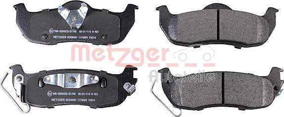 Metzger 1170884 - Комплект спирачно феродо, дискови спирачки vvparts.bg