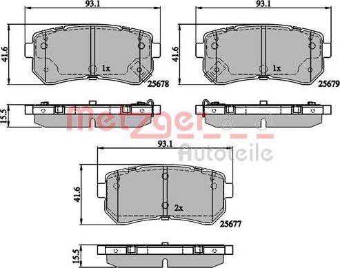 Metzger 1170886 - Комплект спирачно феродо, дискови спирачки vvparts.bg