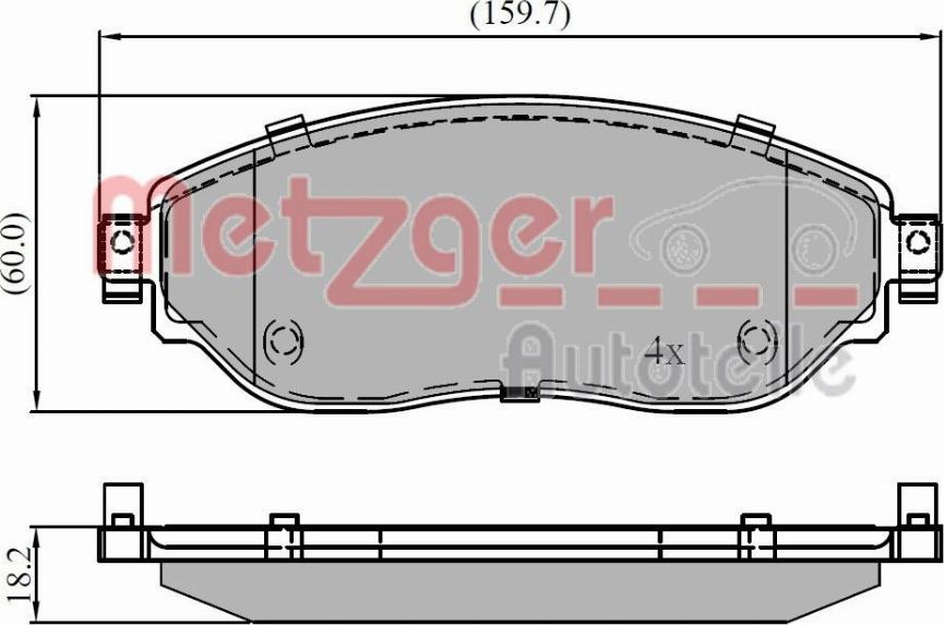 Metzger 1170834 - Комплект спирачно феродо, дискови спирачки vvparts.bg