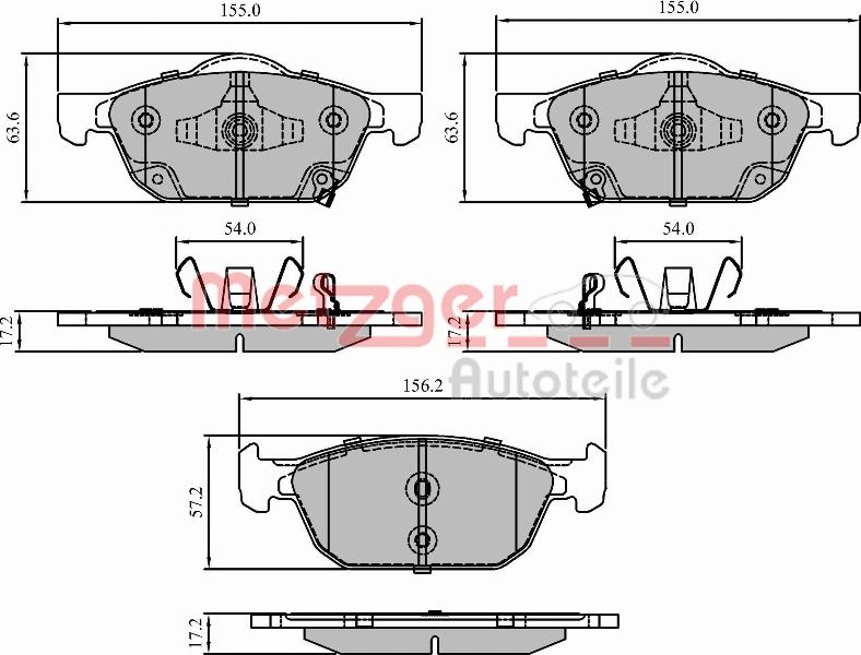 Metzger 1170832 - Комплект спирачно феродо, дискови спирачки vvparts.bg