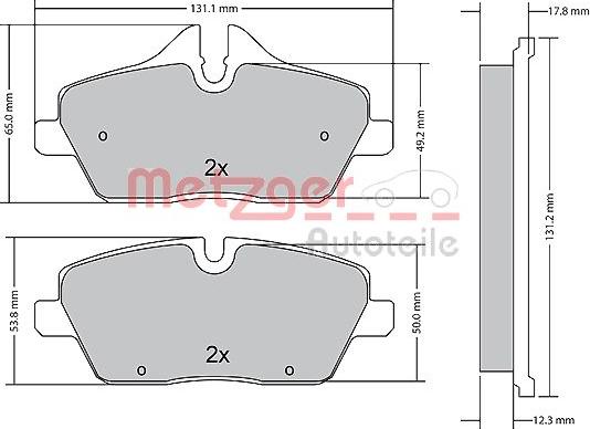 Metzger 1170826 - Комплект спирачно феродо, дискови спирачки vvparts.bg