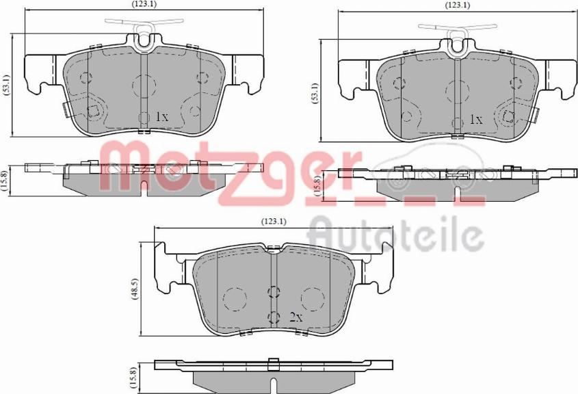 Metzger 1170827 - Комплект спирачно феродо, дискови спирачки vvparts.bg