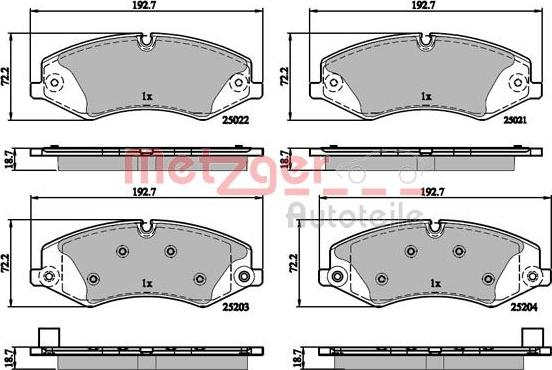 Metzger 1170879 - Комплект спирачно феродо, дискови спирачки vvparts.bg