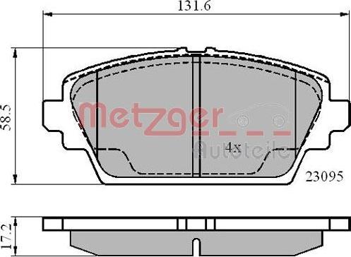 Metzger 1170870 - Комплект спирачно феродо, дискови спирачки vvparts.bg