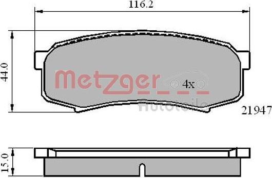 Metzger 1170871 - Комплект спирачно феродо, дискови спирачки vvparts.bg