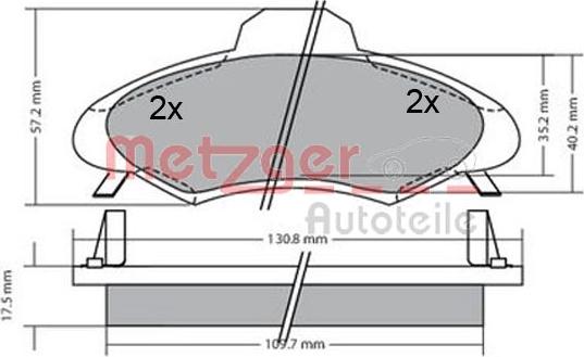 Metzger 1170395 - Комплект спирачно феродо, дискови спирачки vvparts.bg