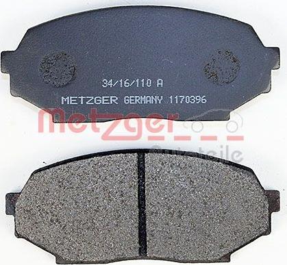 Metzger 1170396 - Комплект спирачно феродо, дискови спирачки vvparts.bg