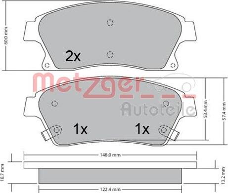 Metzger 1170393 - Комплект спирачно феродо, дискови спирачки vvparts.bg