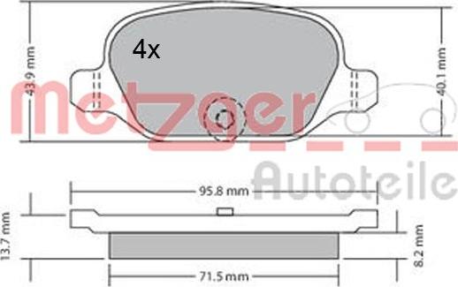 Metzger 1170392 - Комплект спирачно феродо, дискови спирачки vvparts.bg