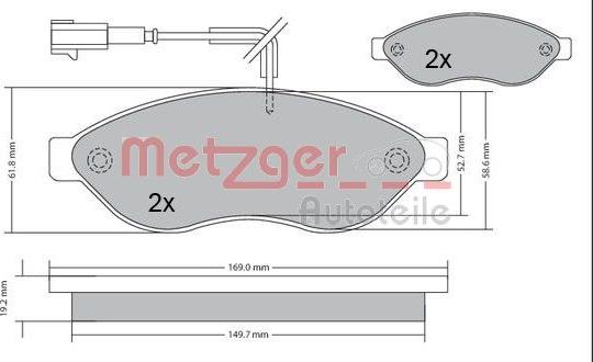 Metzger 1170348 - Комплект спирачно феродо, дискови спирачки vvparts.bg