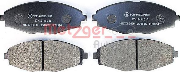 Metzger 1170354 - Комплект спирачно феродо, дискови спирачки vvparts.bg