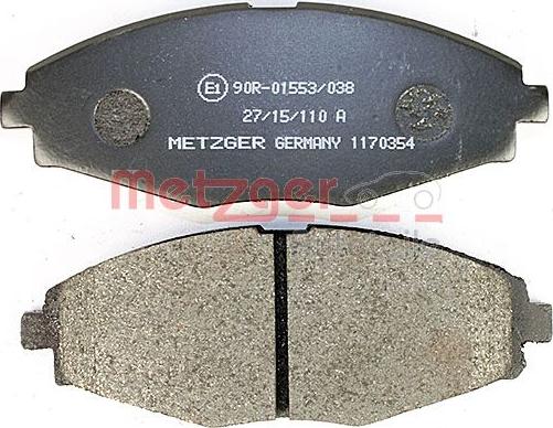 Metzger 1170354 - Комплект спирачно феродо, дискови спирачки vvparts.bg