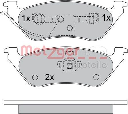 Metzger 1170355 - Комплект спирачно феродо, дискови спирачки vvparts.bg