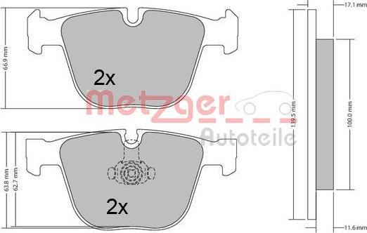 Metzger 1170356 - Комплект спирачно феродо, дискови спирачки vvparts.bg