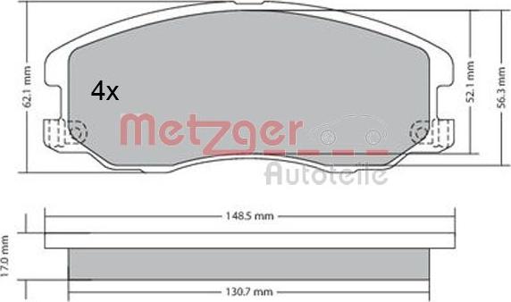 Metzger 1170358 - Комплект спирачно феродо, дискови спирачки vvparts.bg