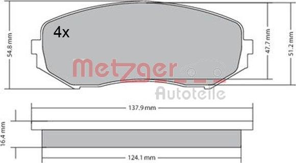Metzger 1170357 - Комплект спирачно феродо, дискови спирачки vvparts.bg