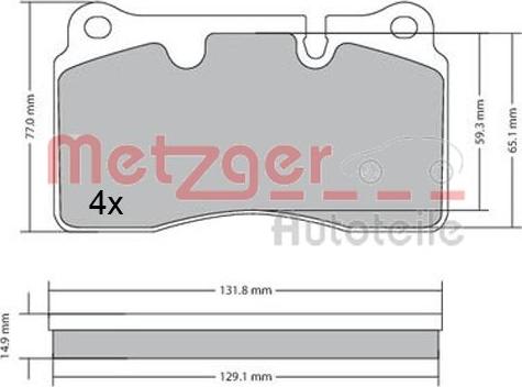 Metzger 1170366 - Комплект спирачно феродо, дискови спирачки vvparts.bg