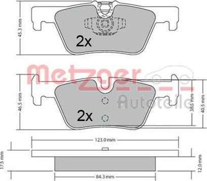 Metzger 1170368 - Комплект спирачно феродо, дискови спирачки vvparts.bg