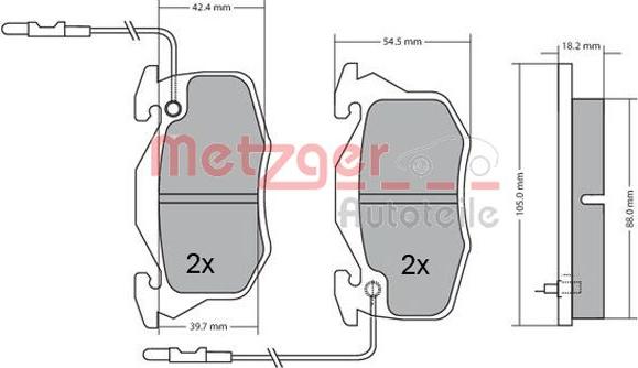 Metzger 1170309 - Комплект спирачно феродо, дискови спирачки vvparts.bg