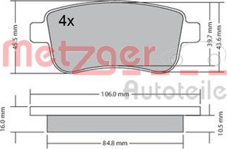 Metzger 1170300 - Комплект спирачно феродо, дискови спирачки vvparts.bg
