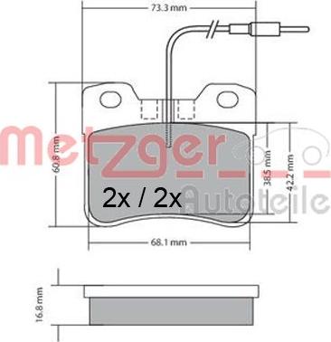 Metzger 1170302 - Комплект спирачно феродо, дискови спирачки vvparts.bg