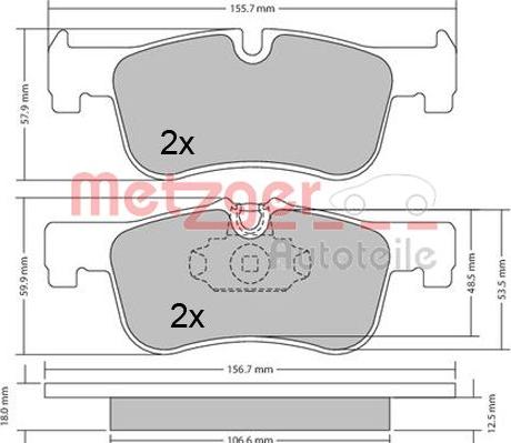 Metzger 1170314 - Комплект спирачно феродо, дискови спирачки vvparts.bg