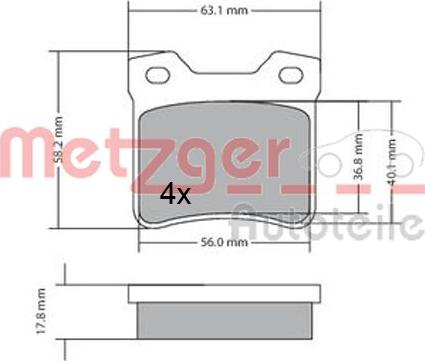 Metzger 1170310 - Комплект спирачно феродо, дискови спирачки vvparts.bg