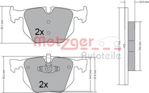 Metzger 1170318 - Комплект спирачно феродо, дискови спирачки vvparts.bg