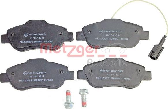 Metzger 1170382 - Комплект спирачно феродо, дискови спирачки vvparts.bg