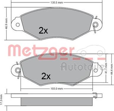 Metzger 1170330 - Комплект спирачно феродо, дискови спирачки vvparts.bg
