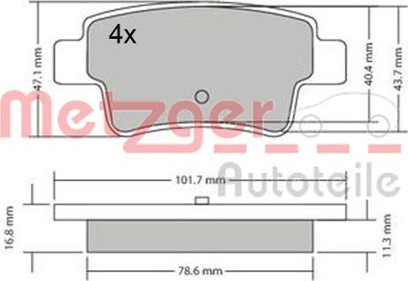 Metzger 1170333 - Комплект спирачно феродо, дискови спирачки vvparts.bg