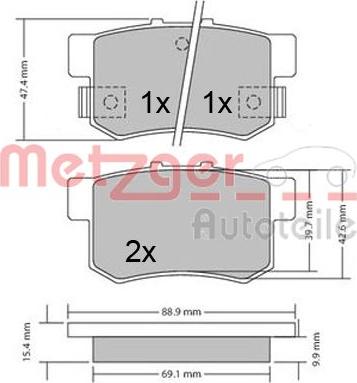 Metzger 1170337 - Комплект спирачно феродо, дискови спирачки vvparts.bg