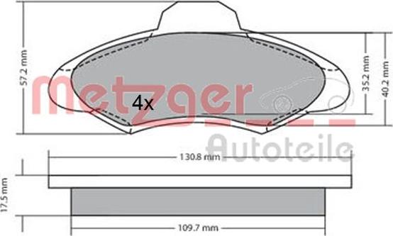 Metzger 1170329 - Комплект спирачно феродо, дискови спирачки vvparts.bg