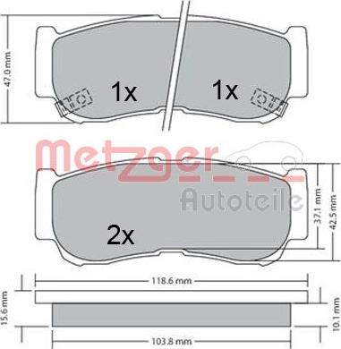 Metzger 1170325 - Комплект спирачно феродо, дискови спирачки vvparts.bg