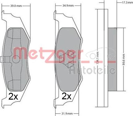 Metzger 1170320 - Комплект спирачно феродо, дискови спирачки vvparts.bg