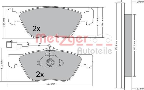 Metzger 1170321 - Комплект спирачно феродо, дискови спирачки vvparts.bg
