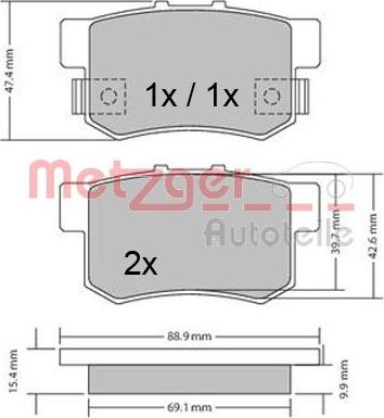 Metzger 1170328 - Комплект спирачно феродо, дискови спирачки vvparts.bg