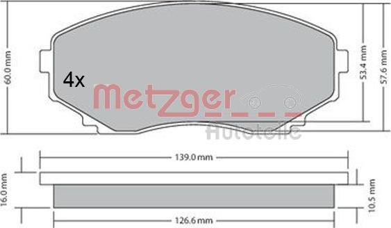 Metzger 1170375 - Комплект спирачно феродо, дискови спирачки vvparts.bg