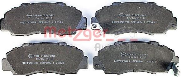 Metzger 1170373 - Комплект спирачно феродо, дискови спирачки vvparts.bg