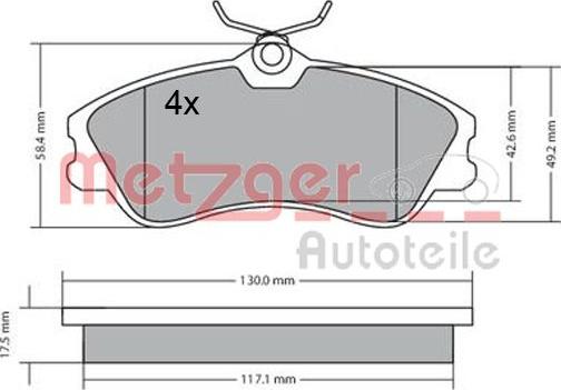 Metzger 1170377 - Комплект спирачно феродо, дискови спирачки vvparts.bg