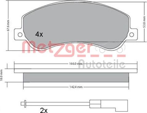 Metzger 1170290 - Комплект спирачно феродо, дискови спирачки vvparts.bg