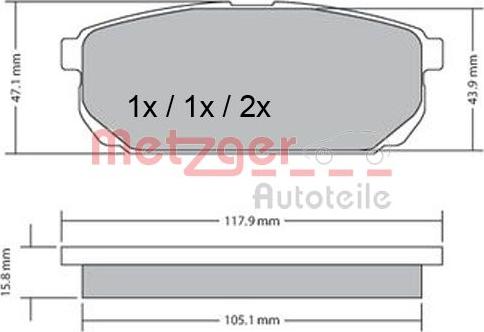 Metzger 1170298 - Комплект спирачно феродо, дискови спирачки vvparts.bg
