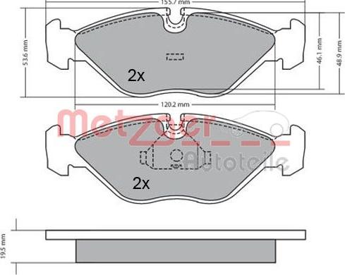 Metzger 1170293 - Комплект спирачно феродо, дискови спирачки vvparts.bg