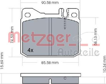 Metzger 1170244 - Комплект спирачно феродо, дискови спирачки vvparts.bg