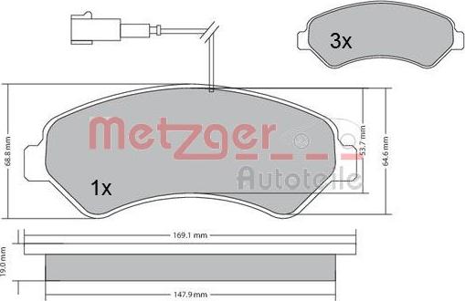 Metzger 1170248 - Комплект спирачно феродо, дискови спирачки vvparts.bg